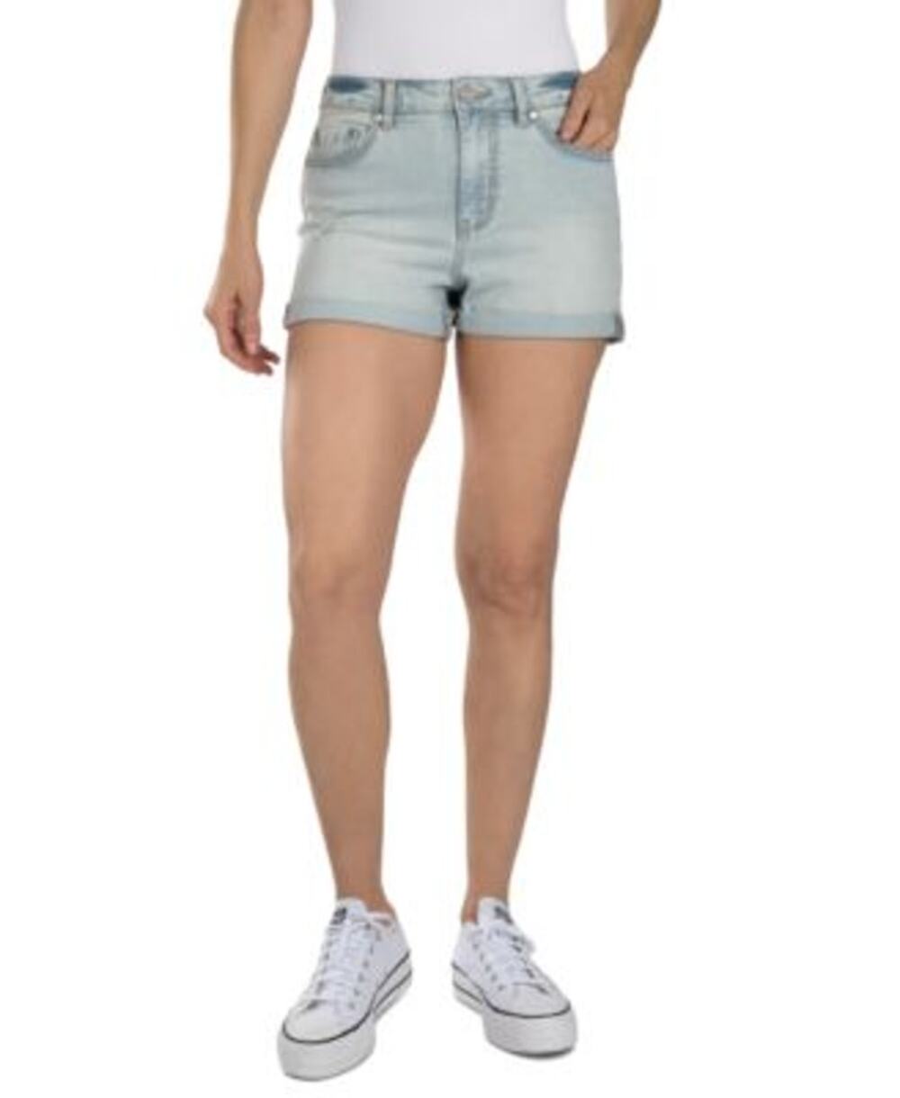 Indigo Rein Light Wash Blue Denim Cuffed Rolled Jean Shorts Juniors Size 15